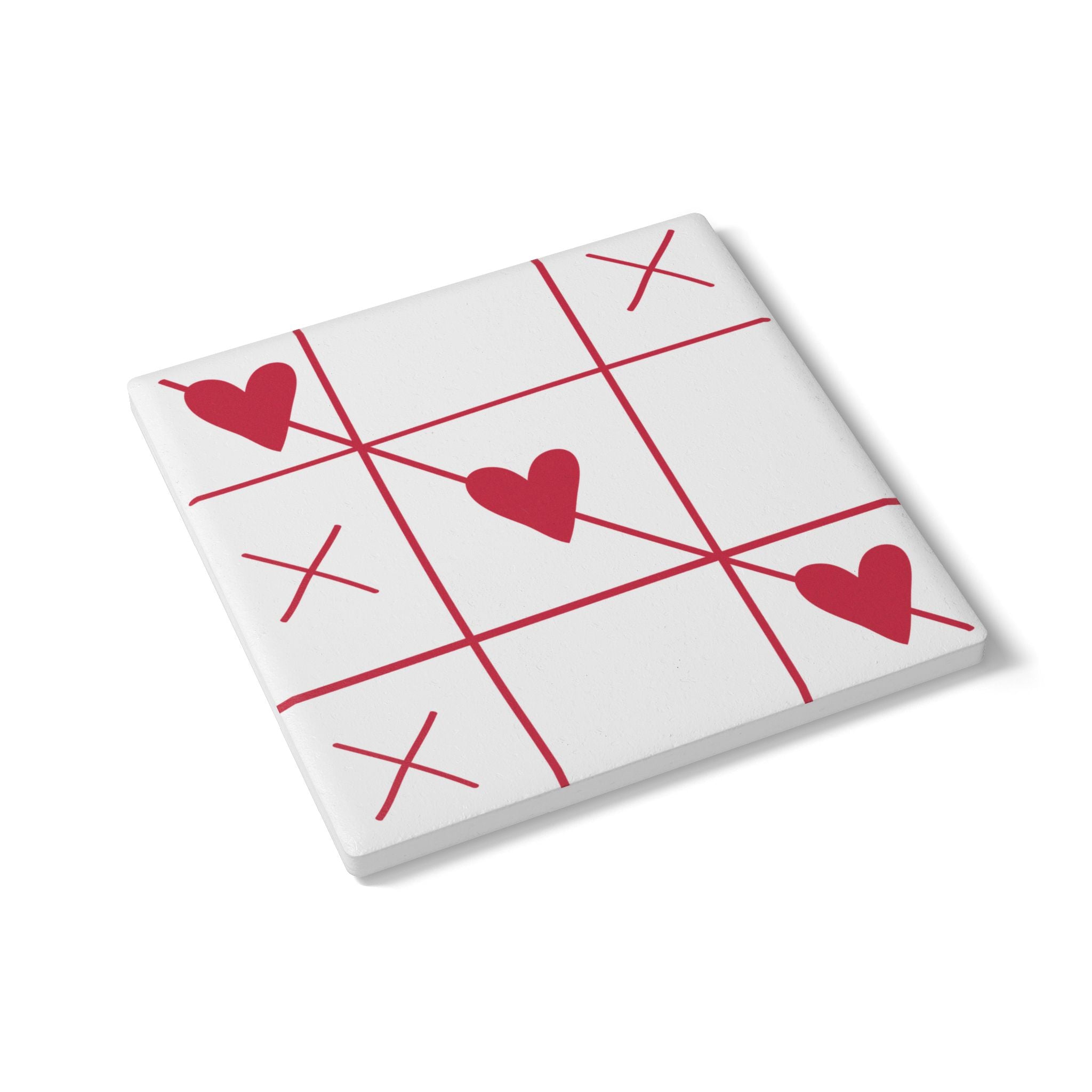 Ceramic Coaster - Tic Tac Heart Game Love Design (Valentine’s Day Coaster)