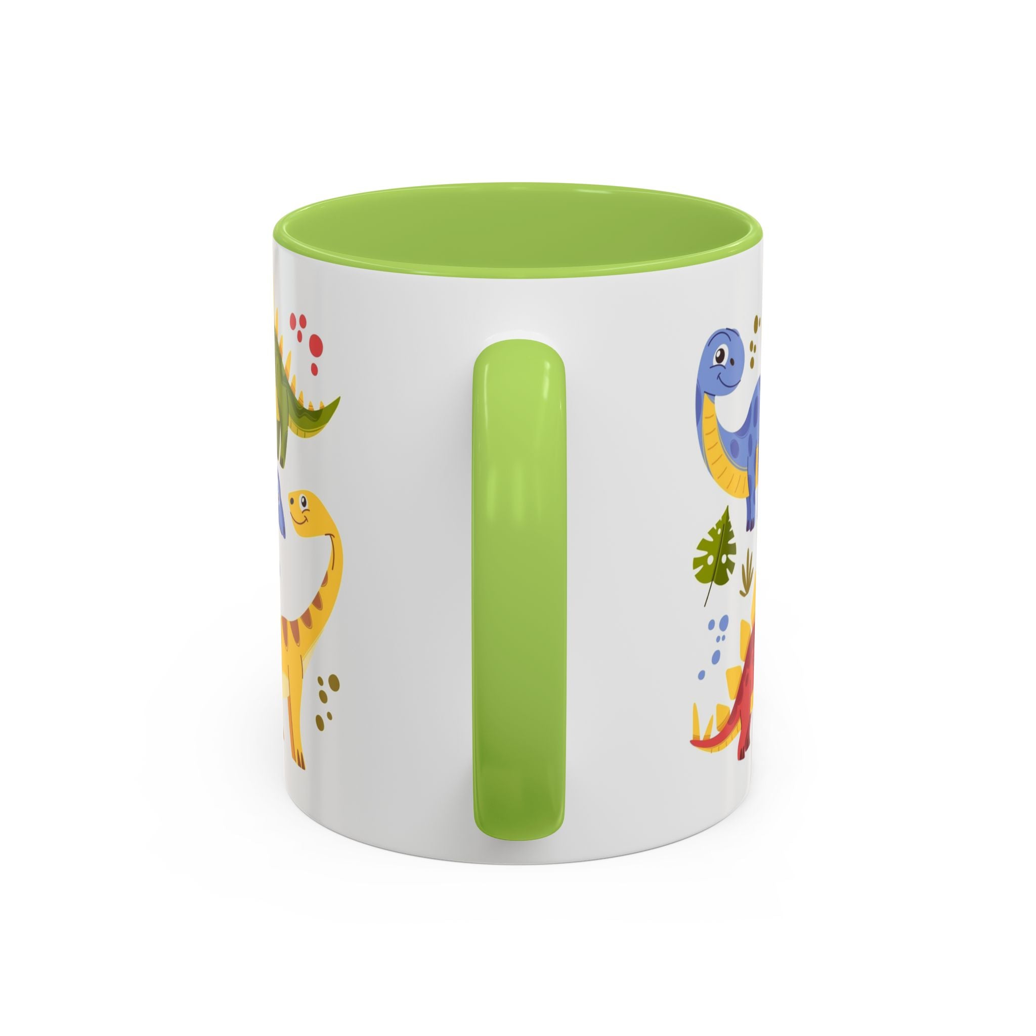 Cute Dinosaur Accent Coffee Mug - Colorful Kids Dino Pattern (11oz & 15oz)