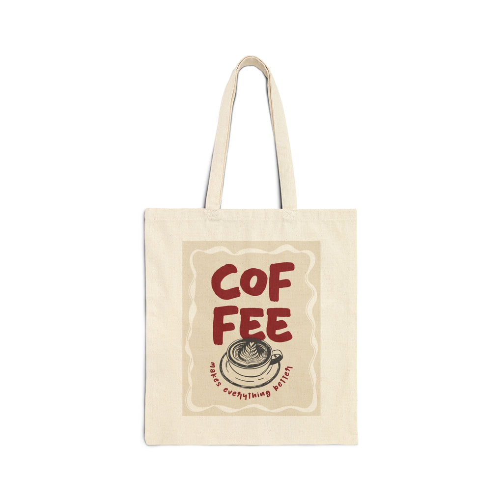 Coffee Canvas Tote Bag — 'Coffee' Retro Illustration Reusable Grocery Bag