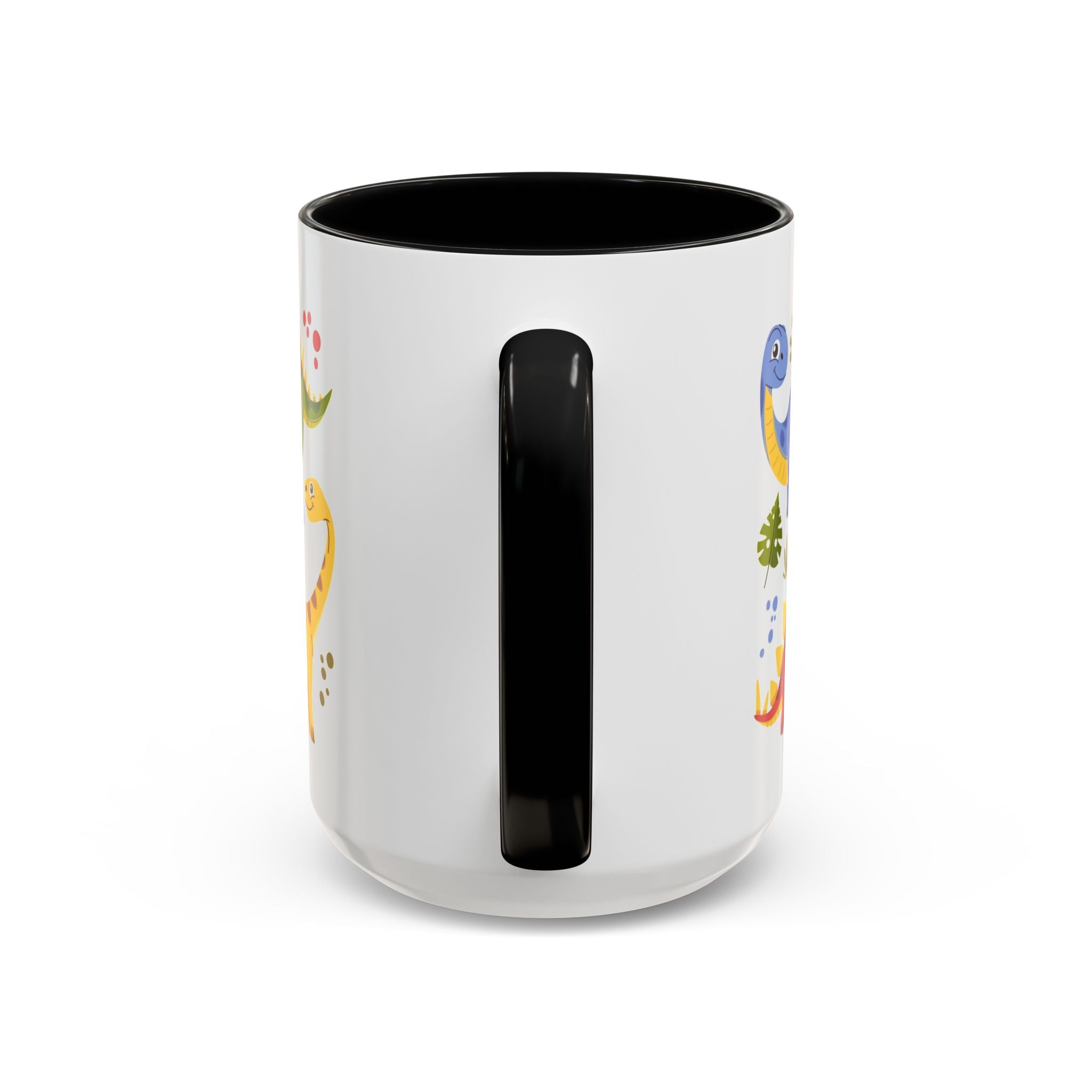 Cute Dinosaur Accent Coffee Mug - Colorful Kids Dino Pattern (11oz & 15oz)