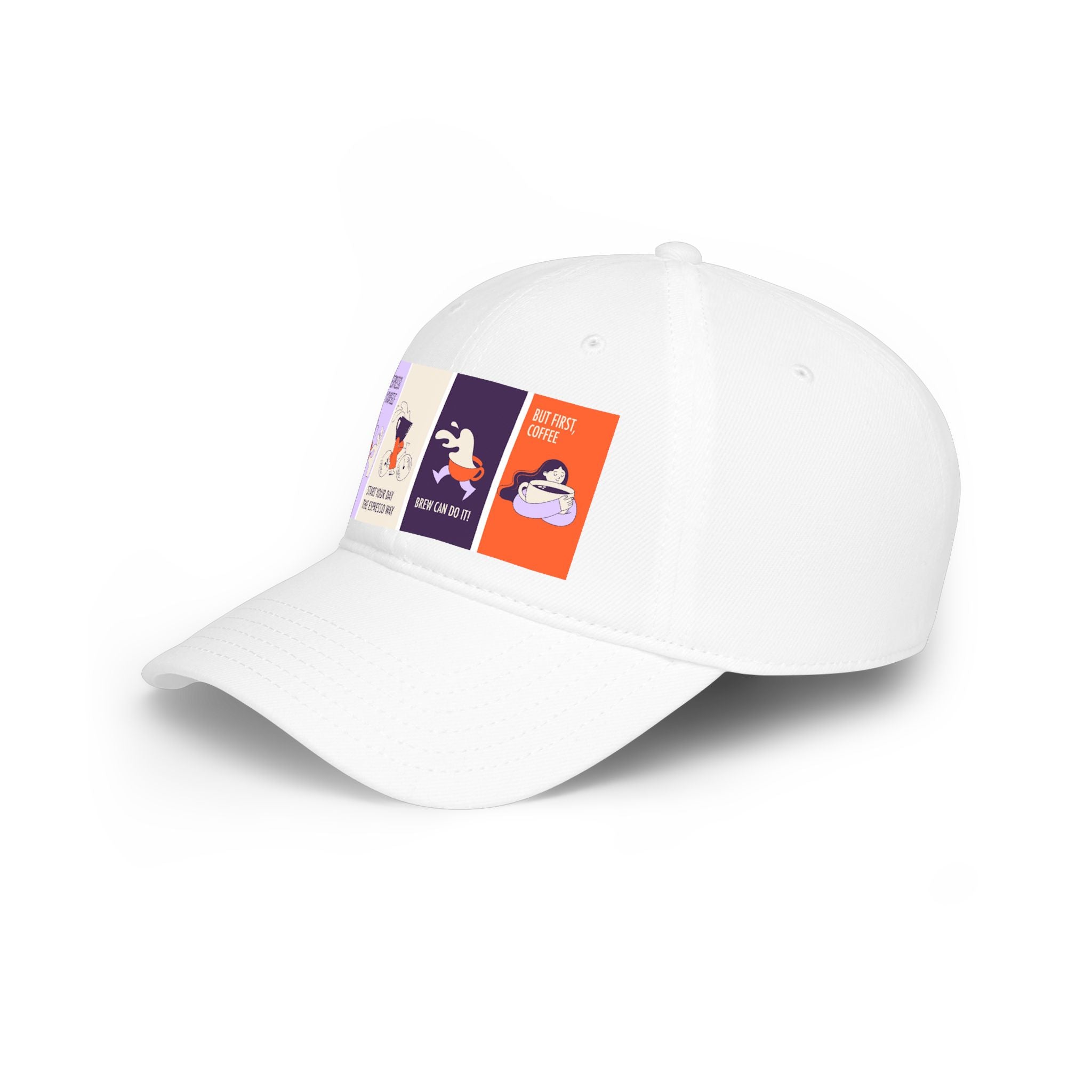 Coffee Lover Baseball Cap — Espresso, Pour Over & Morning Brew Cartoon Panel Hat