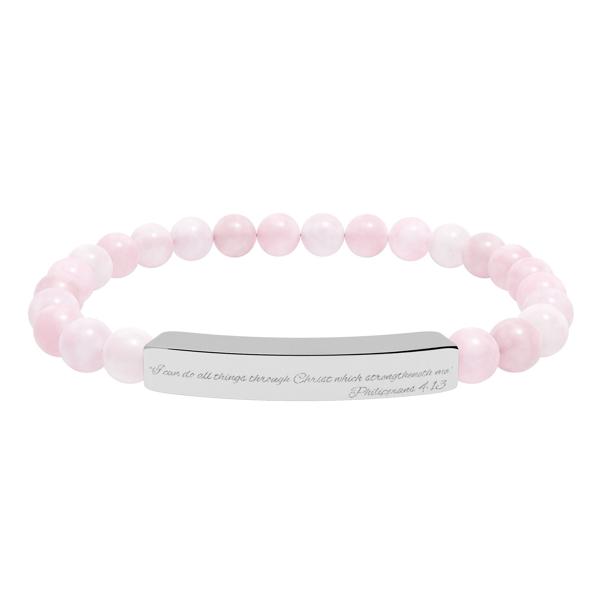 Copy of Engravable Natural Stone Bead Bracelet — Stretch Bar Personalized Jewelry