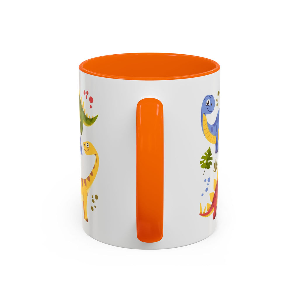 Cute Dinosaur Accent Coffee Mug - Colorful Kids Dino Pattern (11oz & 15oz)