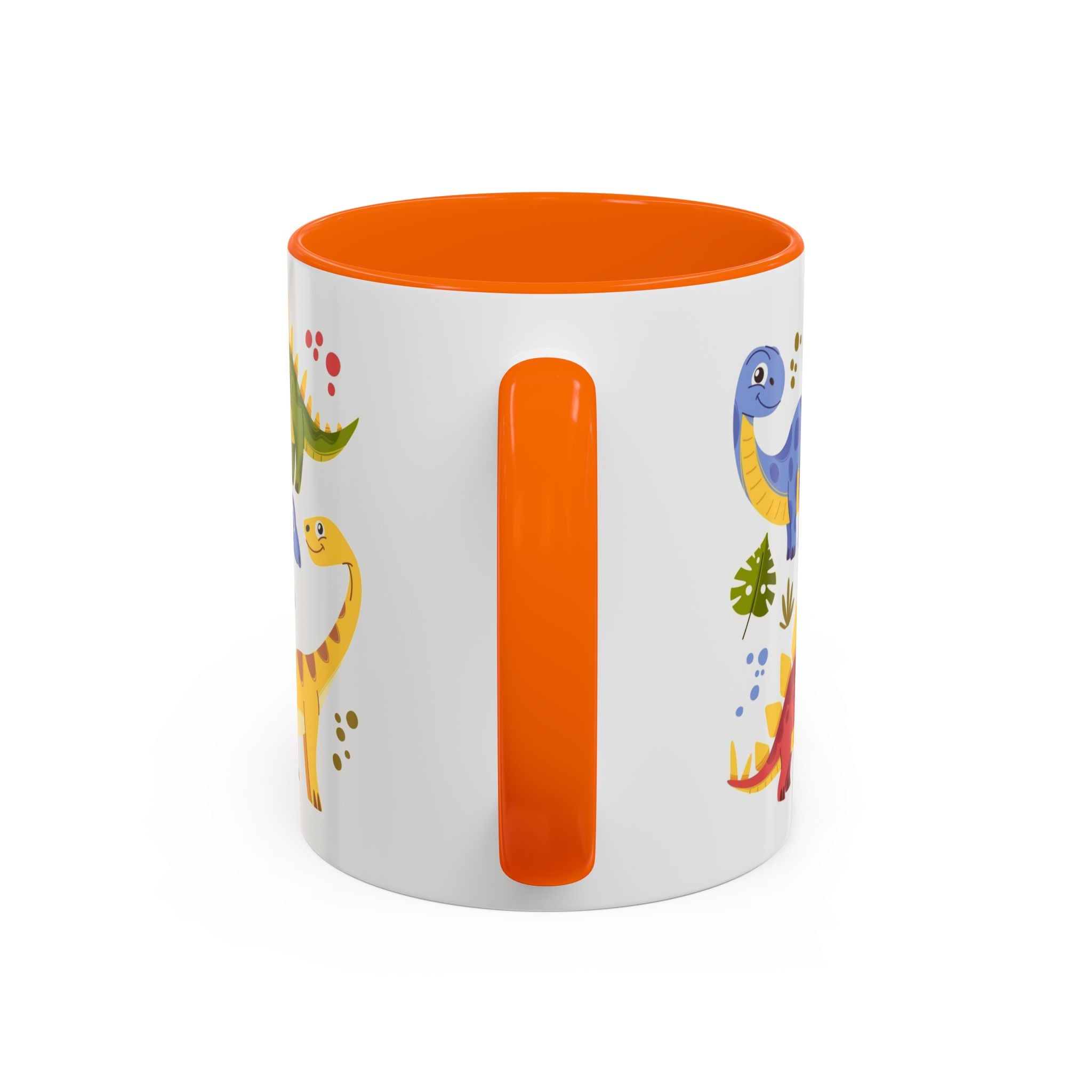 Cute Dinosaur Accent Coffee Mug - Colorful Kids Dino Pattern (11oz & 15oz)