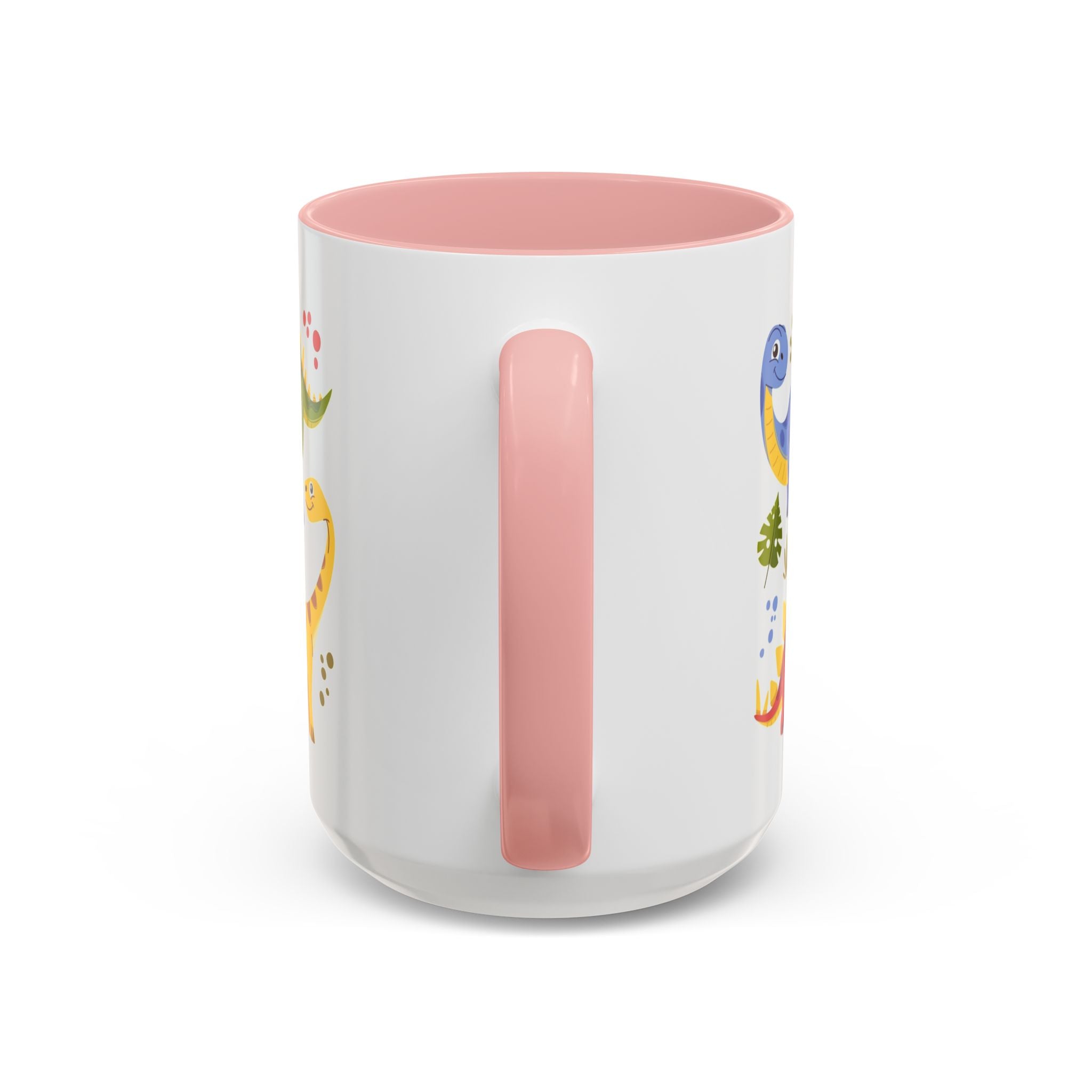 Cute Dinosaur Accent Coffee Mug - Colorful Kids Dino Pattern (11oz & 15oz)