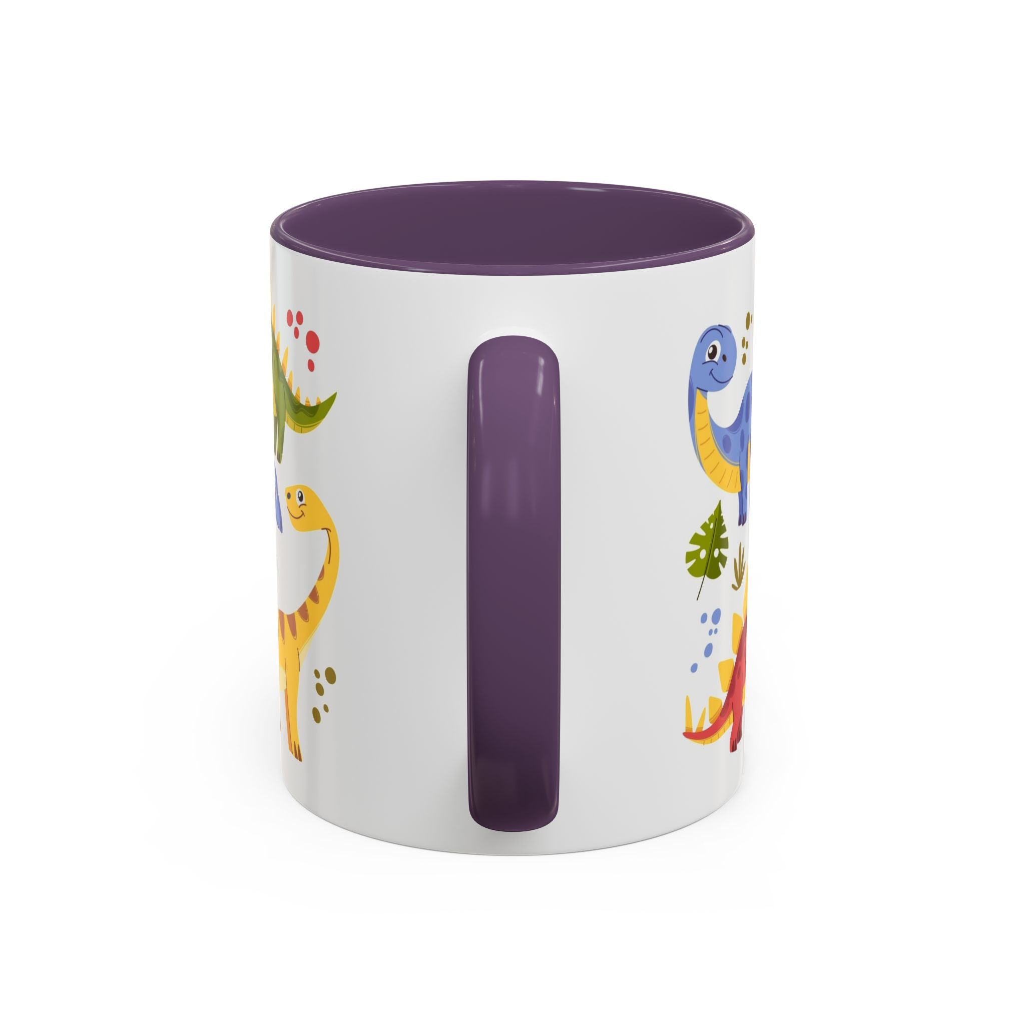 Cute Dinosaur Accent Coffee Mug - Colorful Kids Dino Pattern (11oz & 15oz)