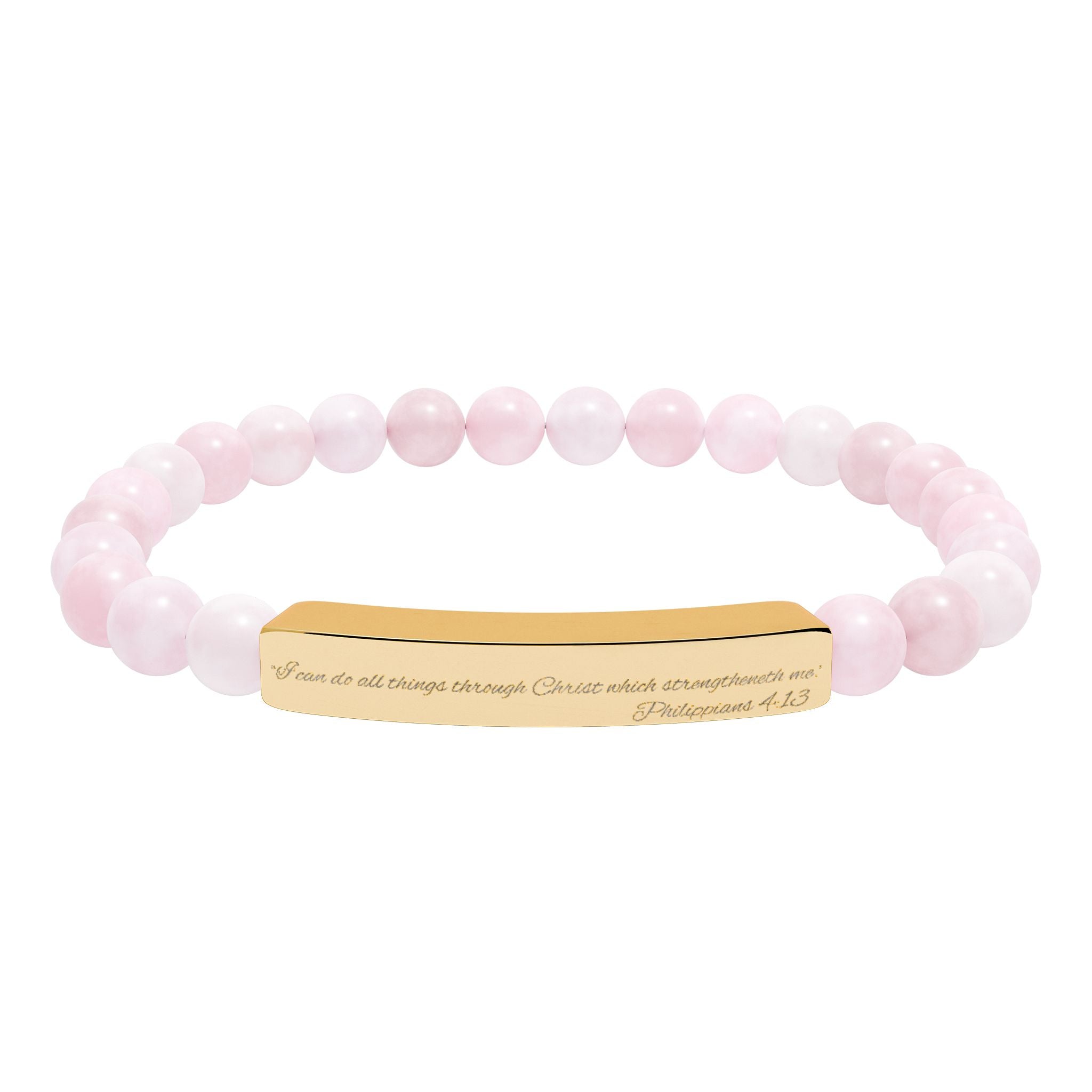 Copy of Engravable Natural Stone Bead Bracelet — Stretch Bar Personalized Jewelry