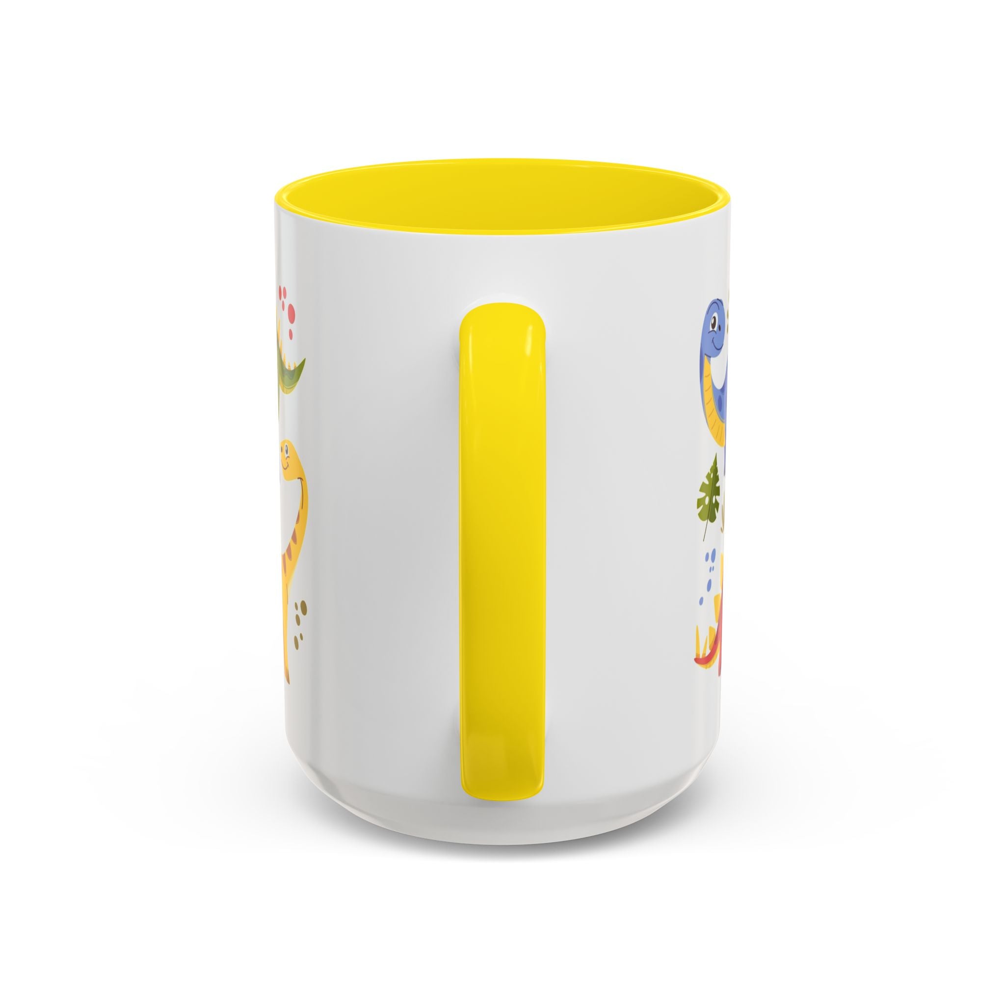 Cute Dinosaur Accent Coffee Mug - Colorful Kids Dino Pattern (11oz & 15oz)