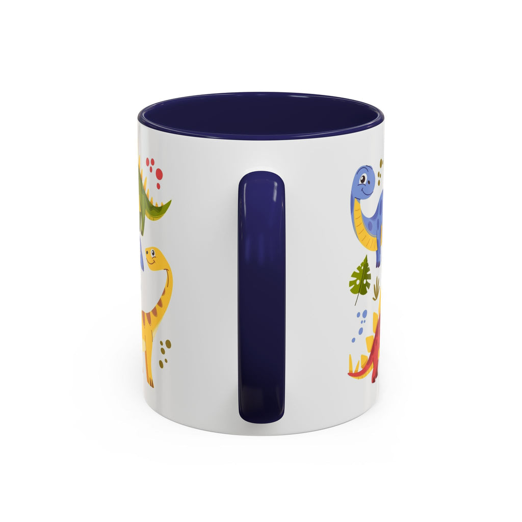 Cute Dinosaur Accent Coffee Mug - Colorful Kids Dino Pattern (11oz & 15oz)