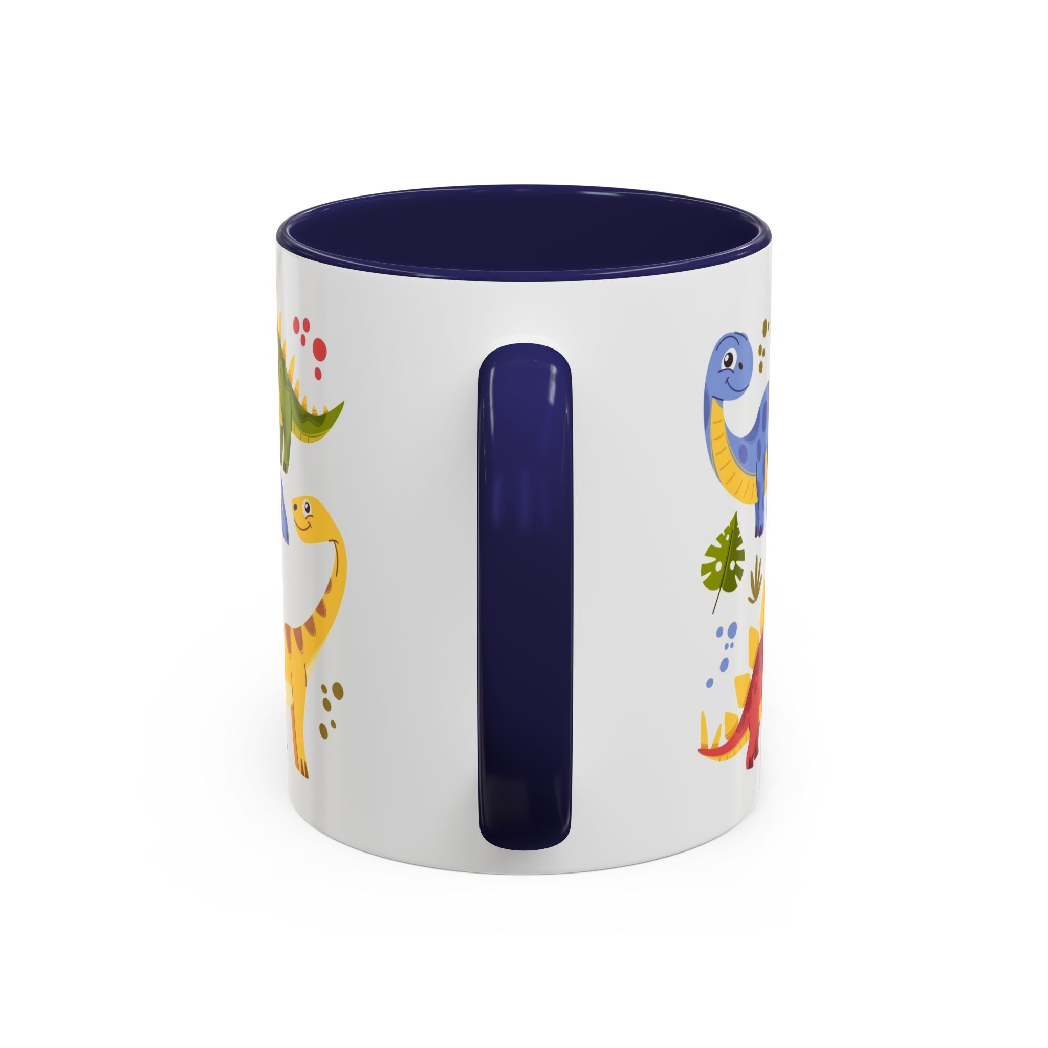 Cute Dinosaur Accent Coffee Mug - Colorful Kids Dino Pattern (11oz & 15oz)