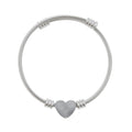 Engravable Heart Cuff Bracelet — Personalized Silver Cable Bangle for Gift (Engraving)