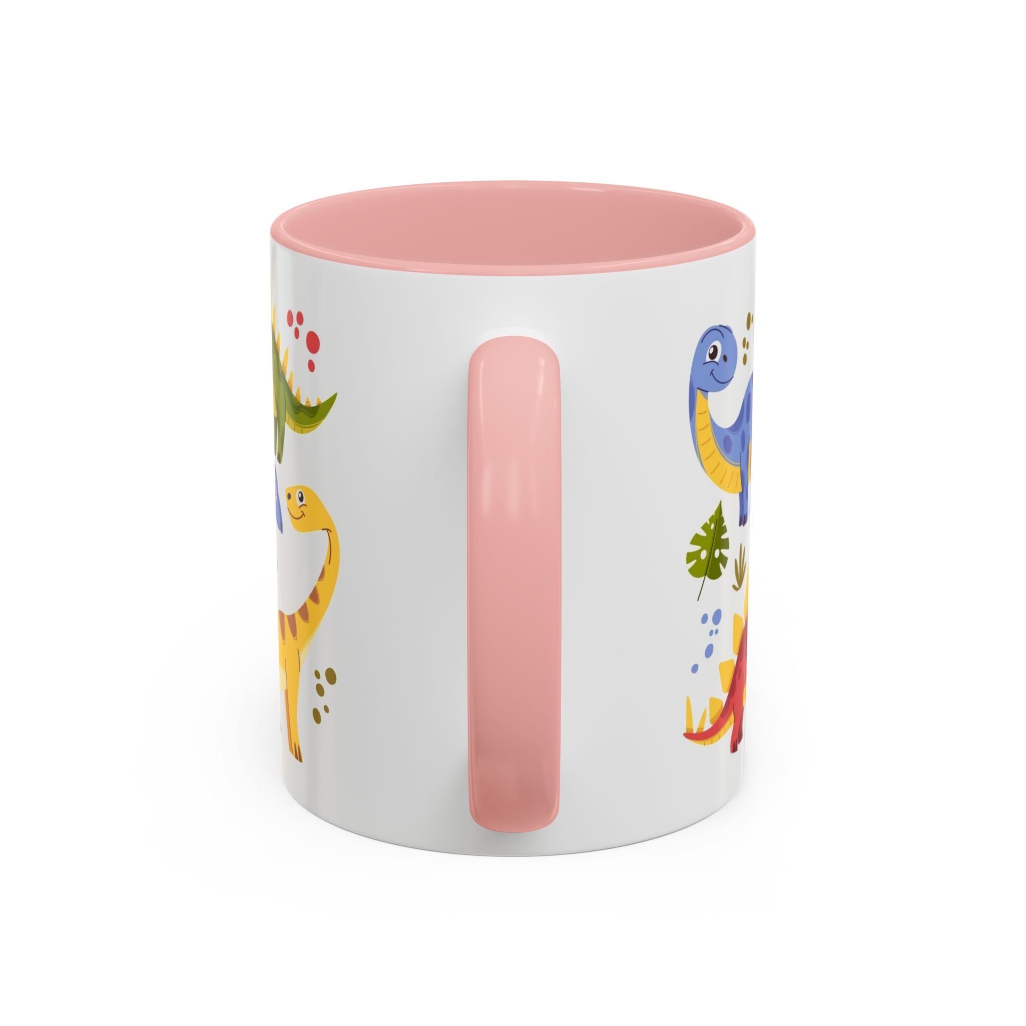 Cute Dinosaur Accent Coffee Mug - Colorful Kids Dino Pattern (11oz & 15oz)