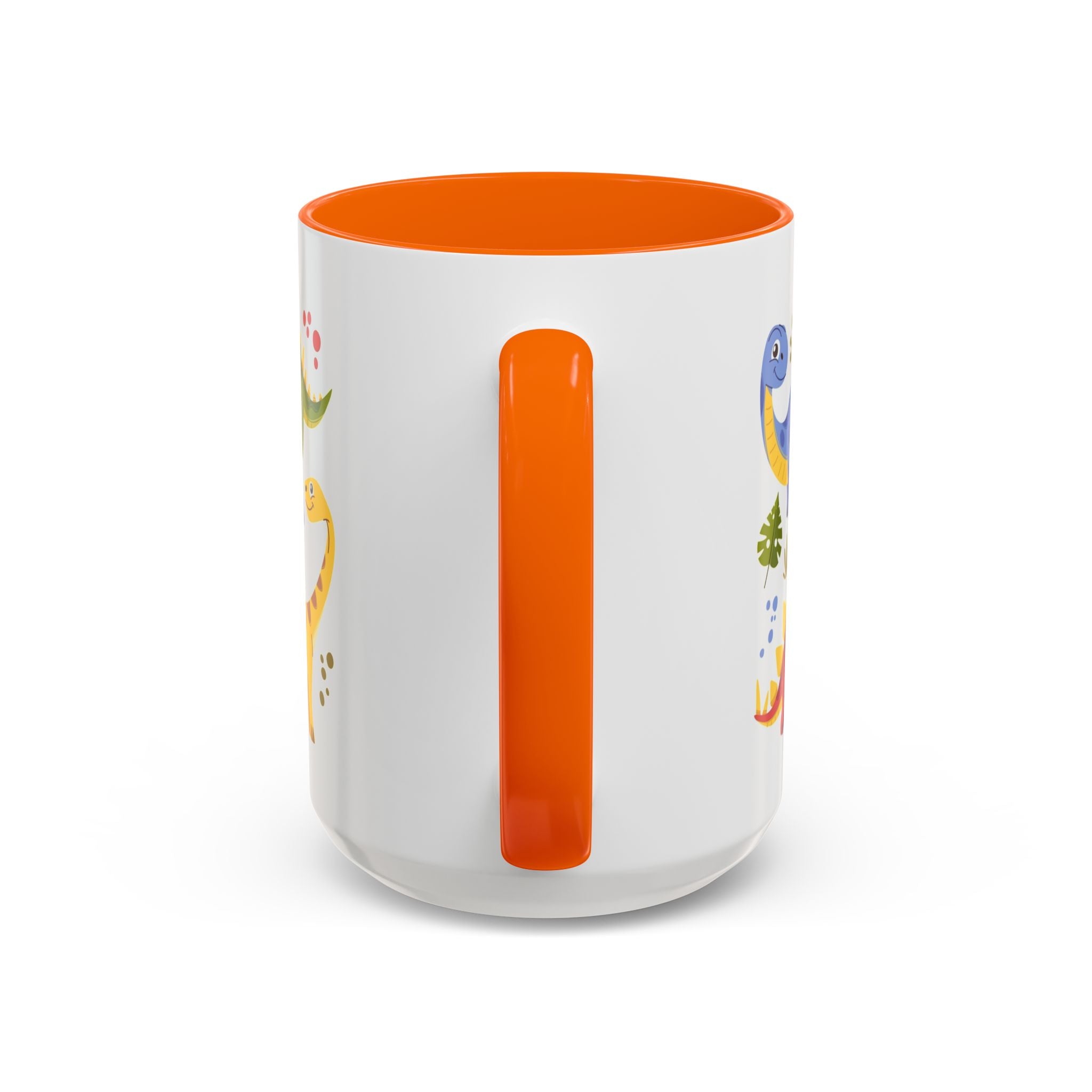 Cute Dinosaur Accent Coffee Mug - Colorful Kids Dino Pattern (11oz & 15oz)