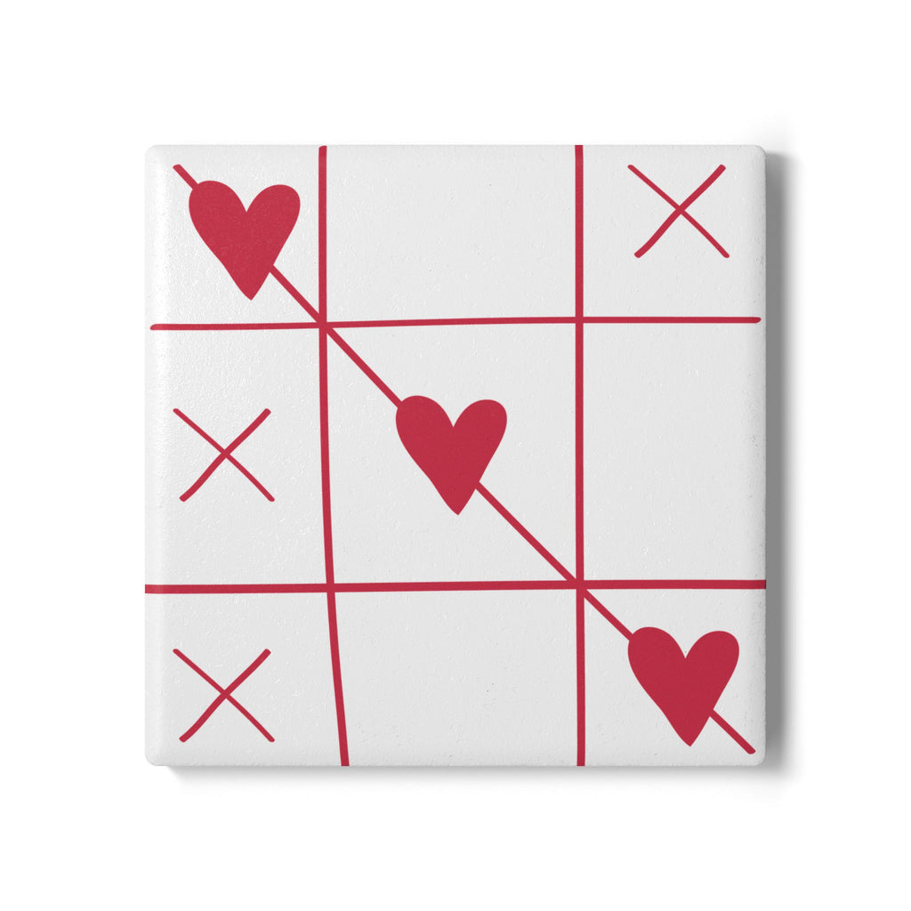 Ceramic Coaster - Tic Tac Heart Game Love Design (Valentine’s Day Coaster)