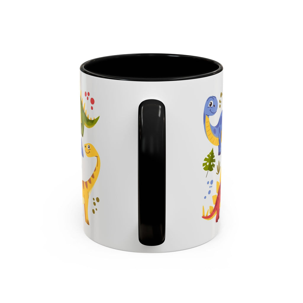 Cute Dinosaur Accent Coffee Mug - Colorful Kids Dino Pattern (11oz & 15oz)