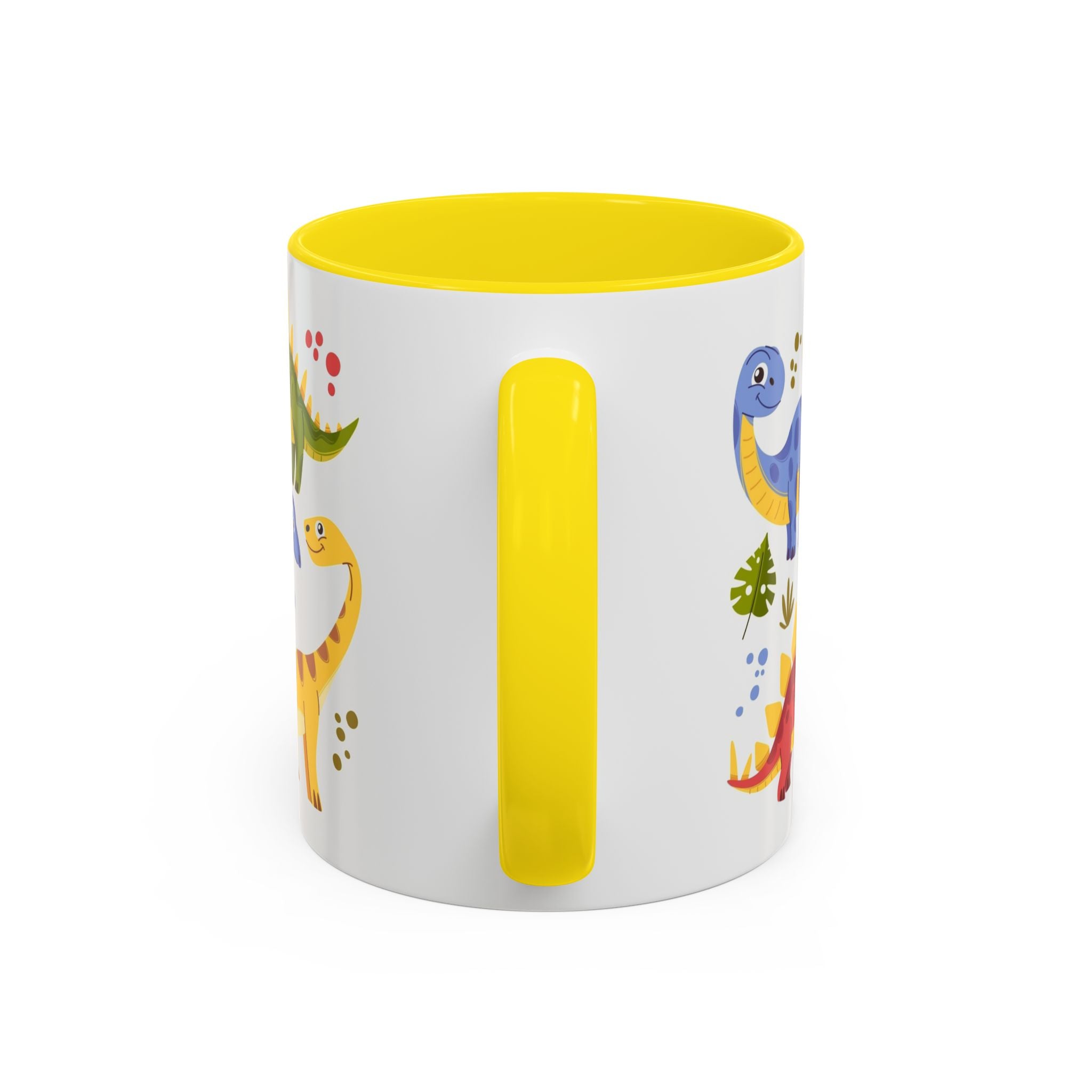 Cute Dinosaur Accent Coffee Mug - Colorful Kids Dino Pattern (11oz & 15oz)