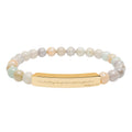 Engravable Natural Stone Bead Bracelet — Stretch Bar Personalized Jewelry