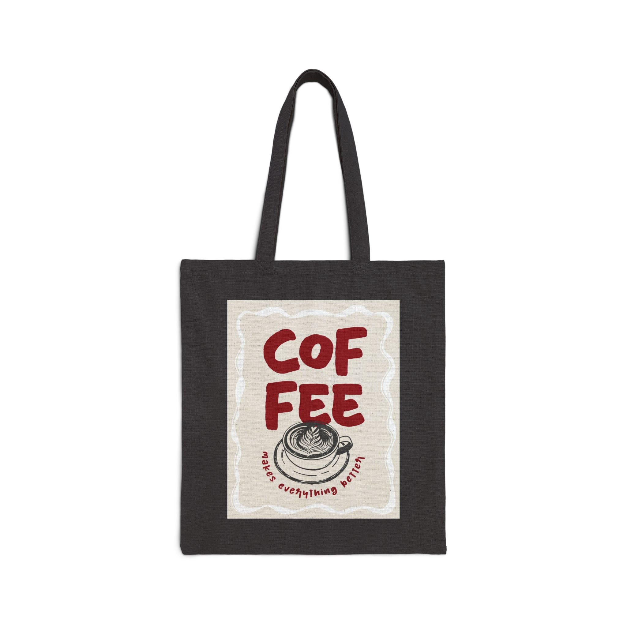 Coffee Canvas Tote Bag — 'Coffee' Retro Illustration Reusable Grocery Bag